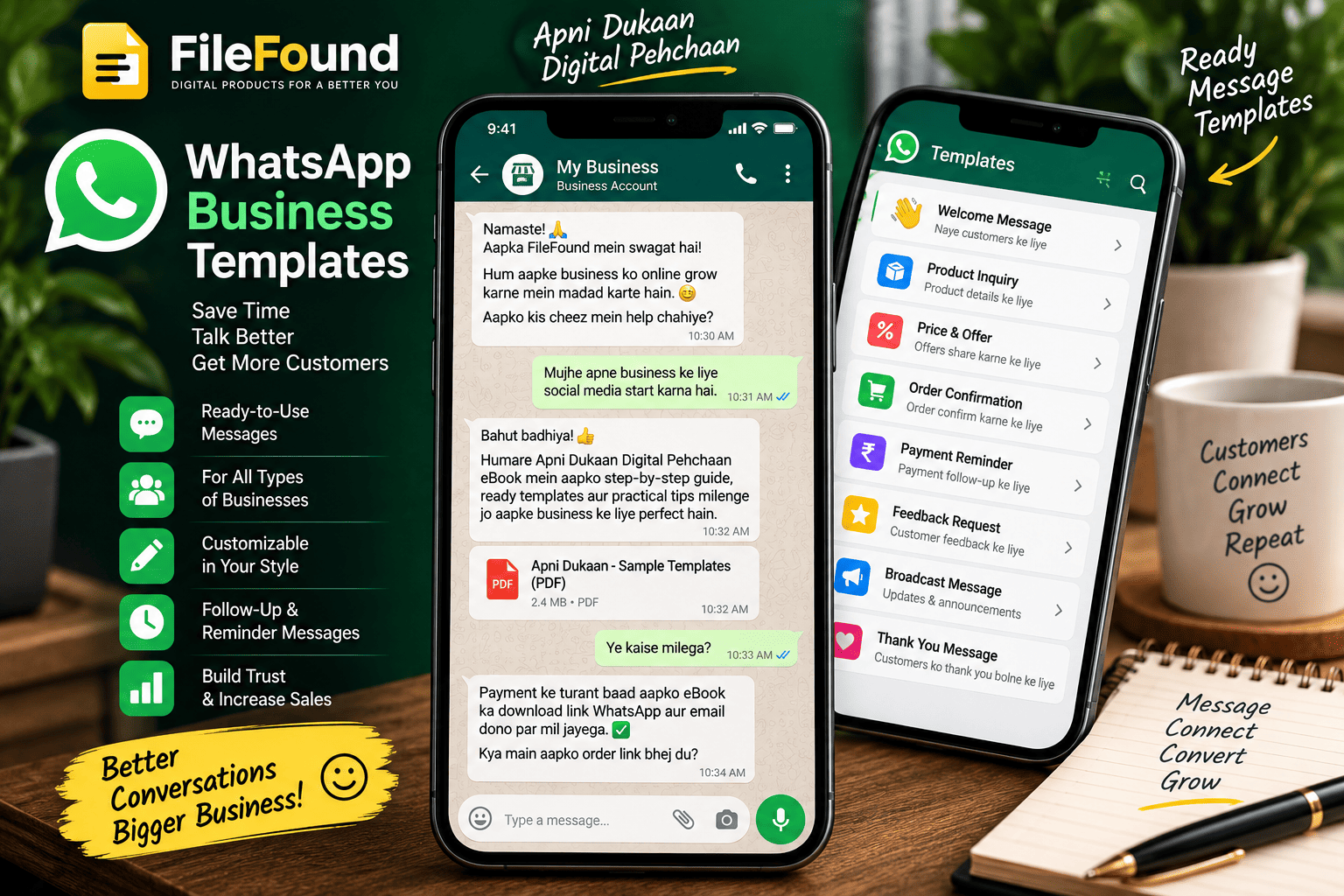 WhatsApp customer message template preview